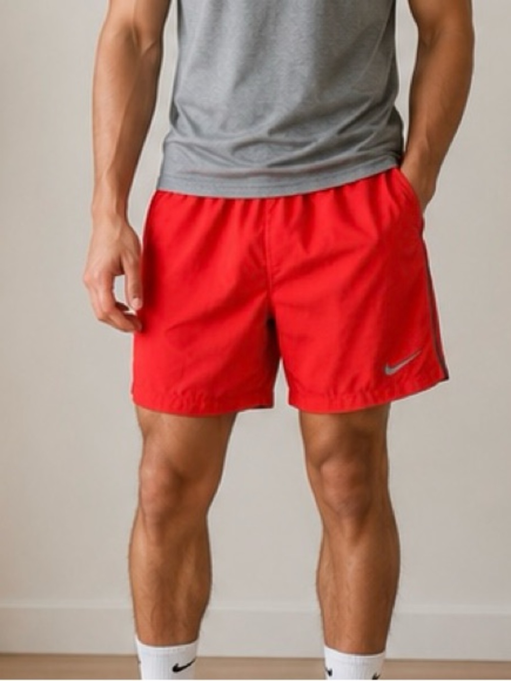 Nike Running Shorts Men’s Small Red Athletic Lined Dri-Fit